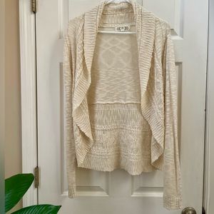 Pink Rose Open Front sweater light beige size Medium.